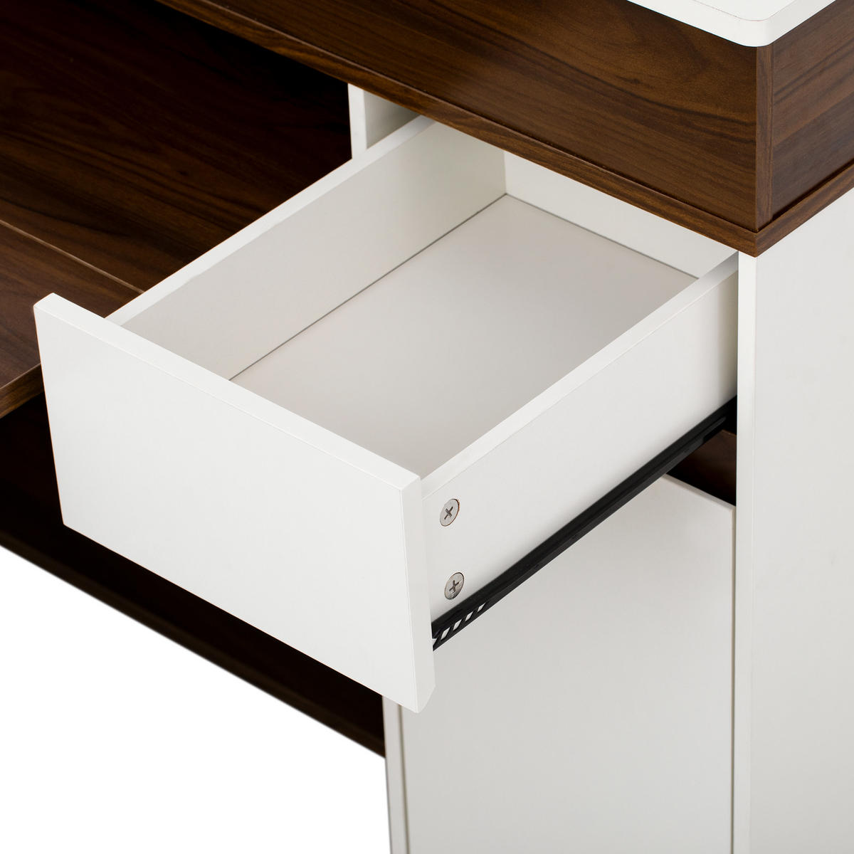 KÜCHENINSEL aus MDF 50.5-187.5x110.5x95.5 cm Weiß/Walnuss mit Ausziehtisch & Steckdosen - Weiß/Braun, Holzwerkstoff (187.5/95.5/110.5cm) - Modfu