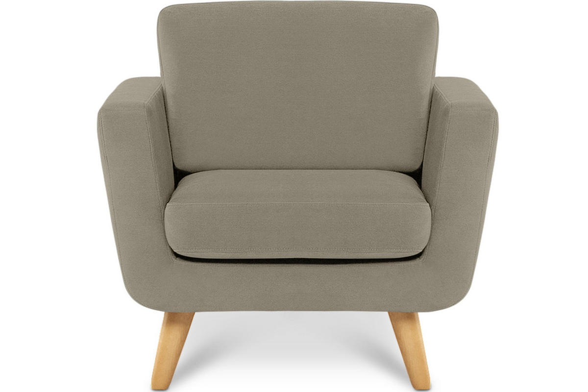 SESSEL TAGIO Massivholz-Beine, Beige - Beige/Braun, Buchenholz/Textil (86/80/88cm) - KONSIMO®