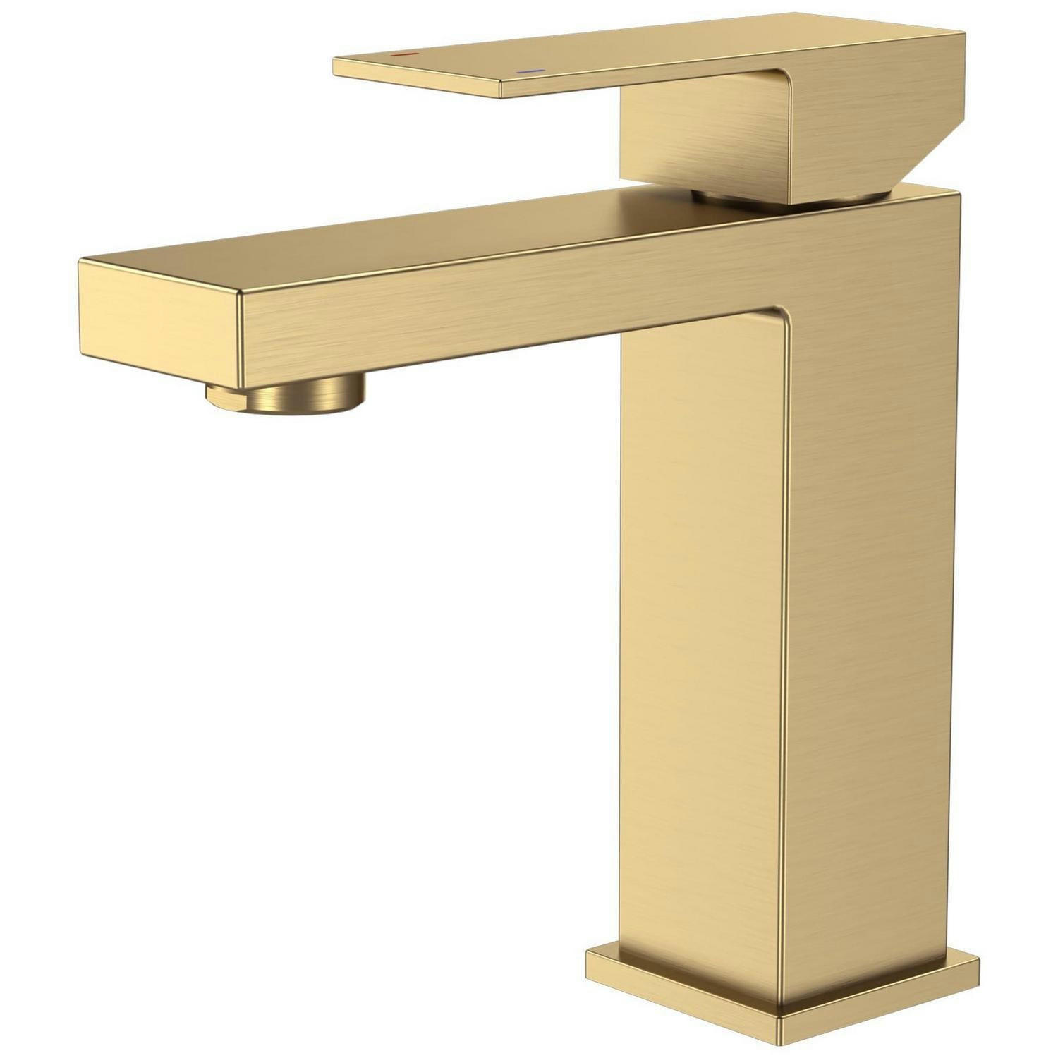 WASCHTISCHARMATUR Gold gebürstet Keramikkern - Goldfarben, Metall (5/11.9/16.2cm)
