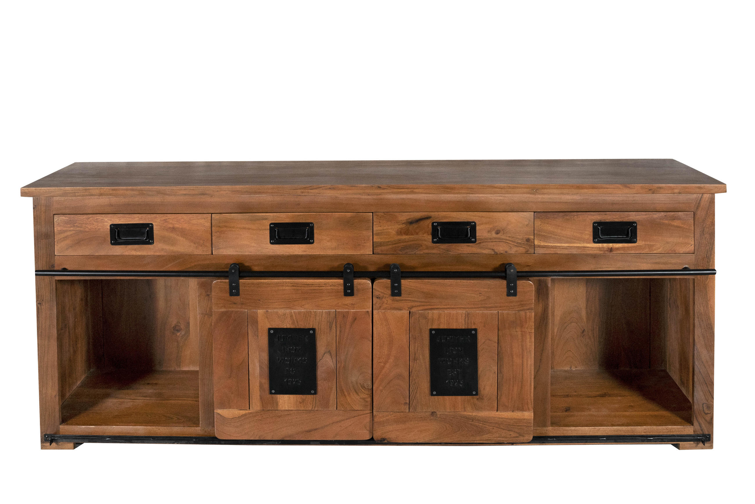 SIDEBOARD LIBRO - Braun/Naturfarben, Akazienholz/Holz (200/90/45cm) - SAM