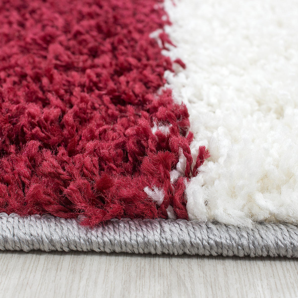 TEPPICH Hochflor Karo Polypropylen Wohnzimmer Shaggy Rot Läufer 60x110 - Rot, Textil (60/110cm) - KADIMA DESIGN