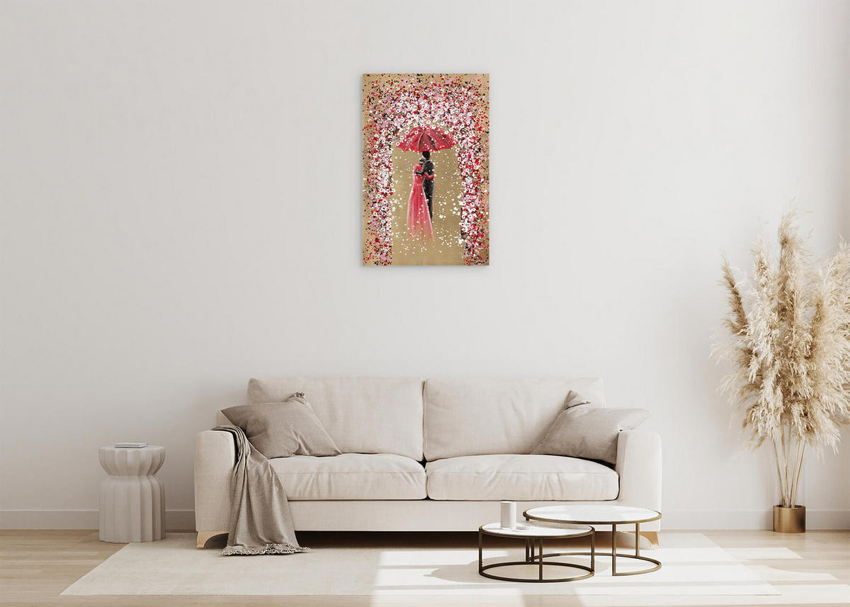 ACRYLBILD HANDGEMALT 60/90 cm - Rot/Goldfarben, Holz/Textil (60/90cm) - KUNSTLOFT