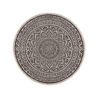 OUTDOORTEPPICH rund Cleo Weiß/Schwarz ø 150 cm rund - Schwarz/Weiß, Kunststoff (150/1cm) - KUNSTLOFT