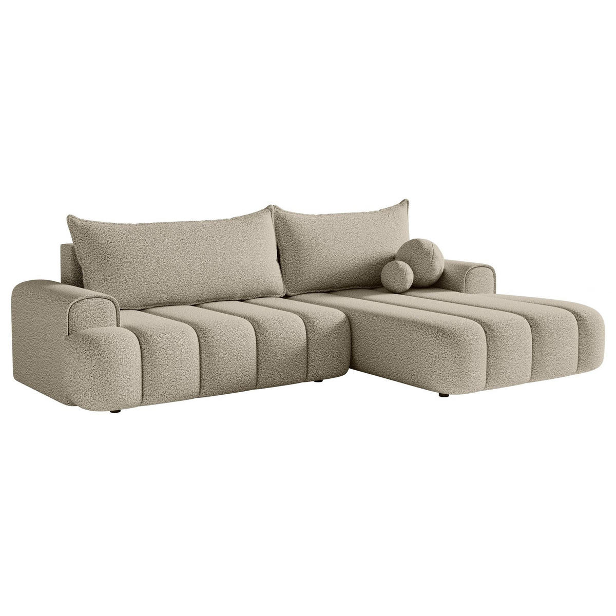 ECKSOFA Dandelino Hellbeige mit Bouclé-Bezug, rechts - Ecru/Schwarz, Kunststoff/Textil (172/271cm) - Selsey