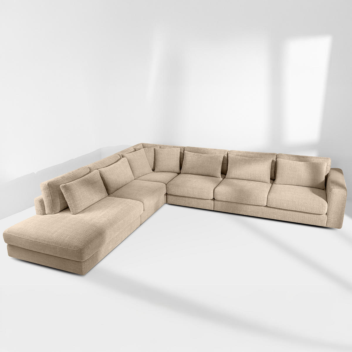 ECKSOFA XL links VERUS - Beige, Holz/Holzwerkstoff (377/328cm) - KONSIMO®