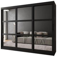 SCHWEBETÜRENSCHRANK 200/250/62 3-türig - Schwarz, Holz/Kunststoff (250/200/62cm) - MÖBEL KRYSPOL