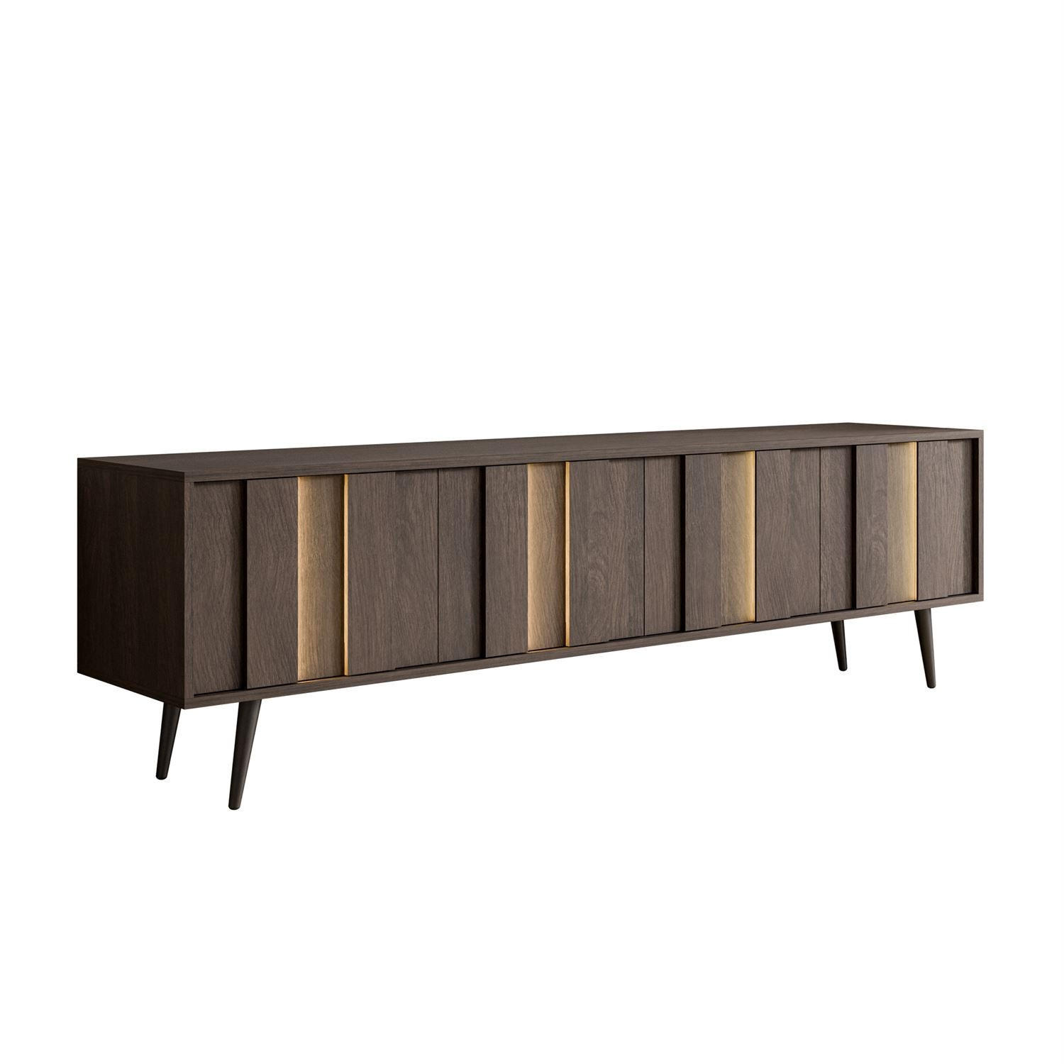 TV-SCHRANK ALMA mit LED-Beleuchtung - Eichefarben/Schwarz, Holzwerkstoff (183/54/40cm) - Lookway