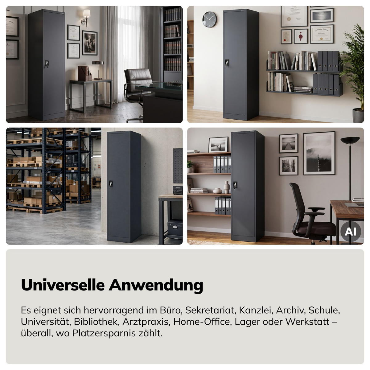 AKTENSCHRANK ALEX D600 - Anthrazit, Metall (45/185/60cm) - Jan Nowak