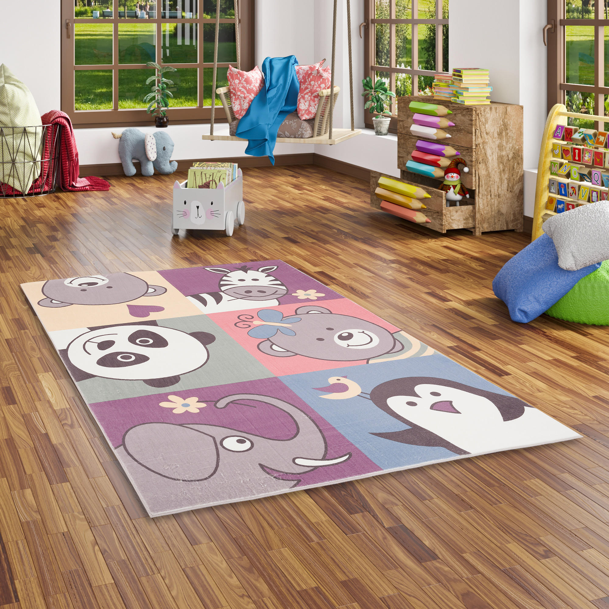 FELLTEPPICH PLUSH KIDS LUSTIGE TIERE - Multicolor, Textil (140/200cm) - Pergamon