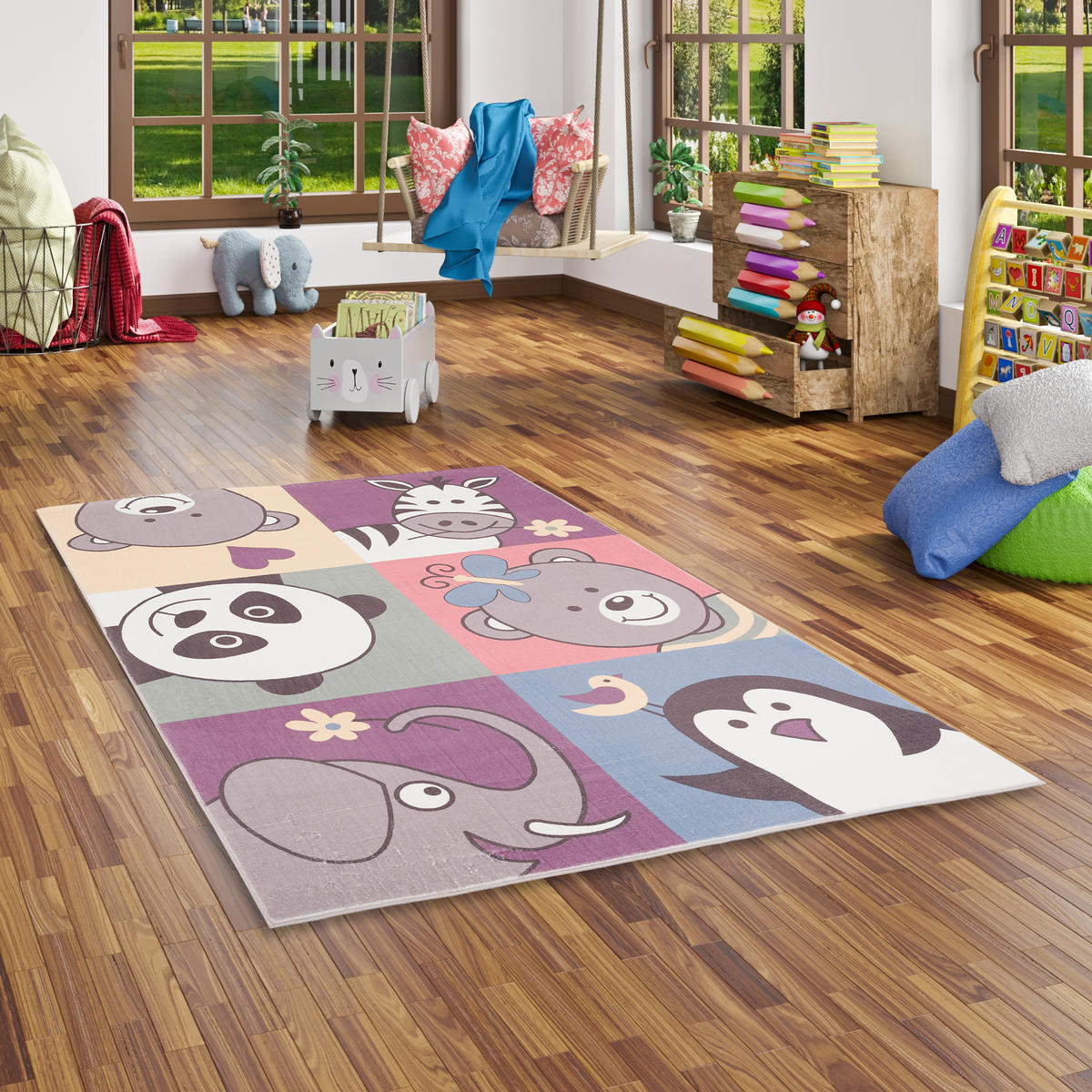 FELLTEPPICH PLUSH KIDS LUSTIGE TIERE - Multicolor, Textil (80/150cm) - Pergamon