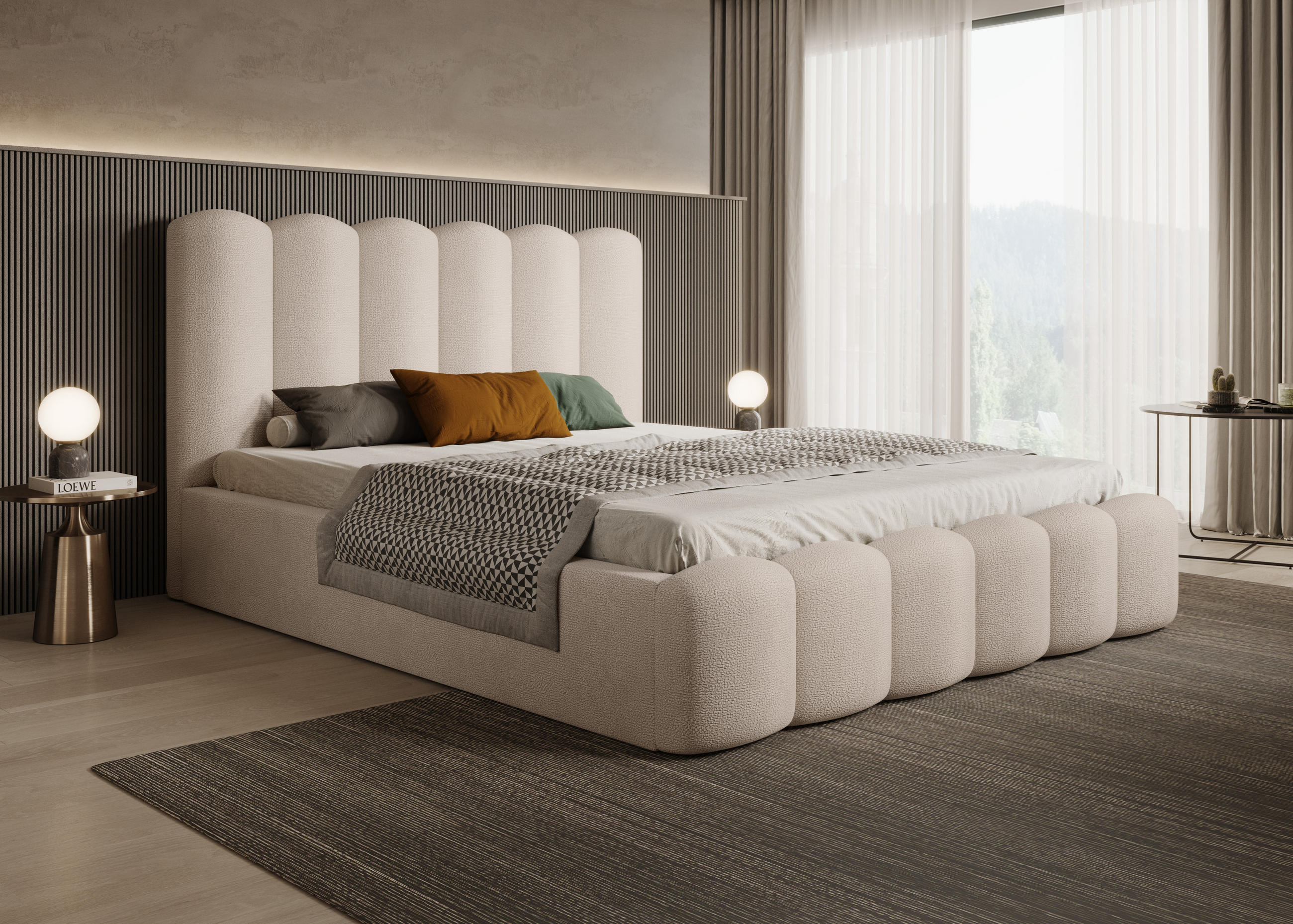 POLSTERBETT Langlebiges Polsterbett Mona V 160x200 cm – Bett mit Bettkasten, Modernem Design, Beige - Beige/Schwarz, Holzwerkstoff/Kunststoff (160/200cm) - DomoHome