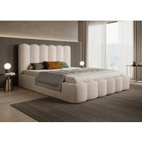 POLSTERBETT Langlebiges Polsterbett Mona V 160x200 cm – Bett mit Bettkasten, Modernem Design, Beige - Beige/Schwarz, Holzwerkstoff/Kunststoff (160/200cm) - DomoHome