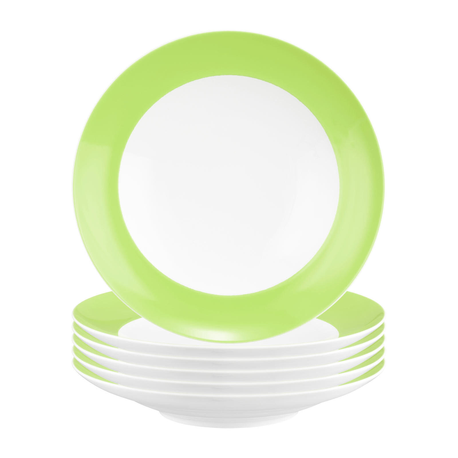 SUPPENTELLER Liberty Pure Colors Lime Green ø 23,5 cm 6er Set - Grün, Keramik (23.6cm) - Seltmann Weiden