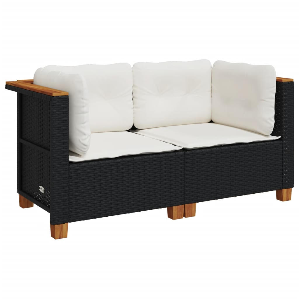 GARTENSOFA LYXAE 127/62/63.5 cm （2-SITZER） - Schwarz, Holz (127/62/63.5cm) - ZMH