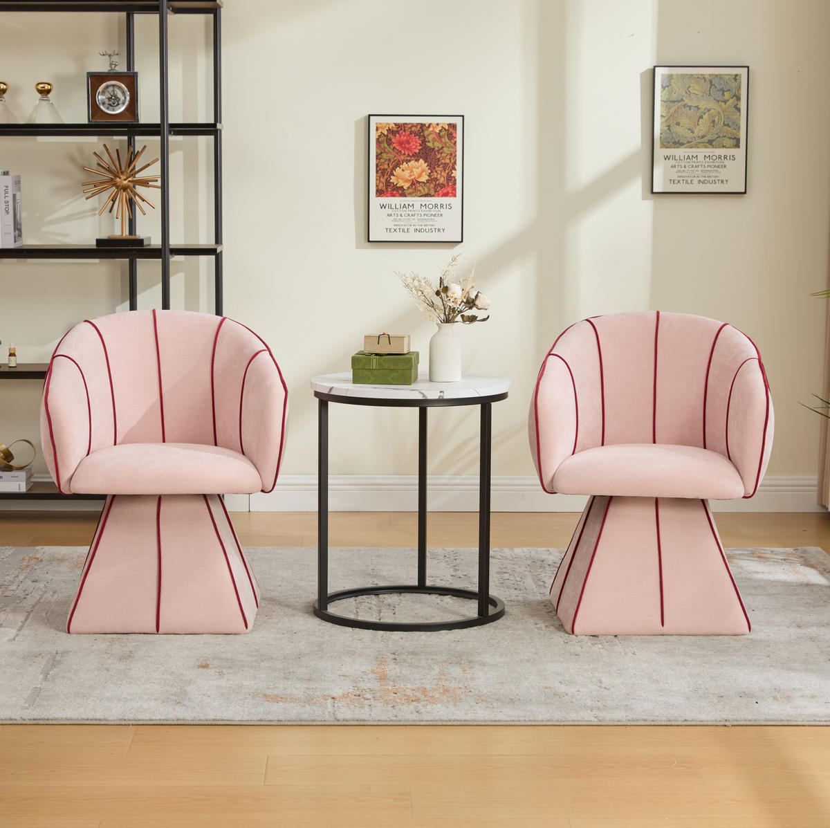 SESSEL 56/54/74,5 cm rosa aus Chenille mit 360°-Drehfunktion - Pink, Textil (54/74.5/56cm) - OKWISH