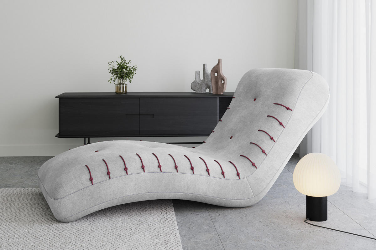 CHAISELONGUE SPLINE - Hellgrau, Holzwerkstoff (83/80/172cm) - Möblo