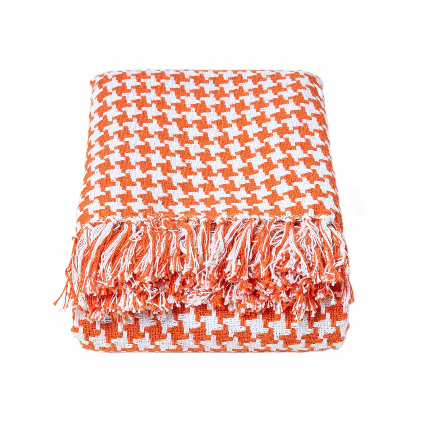 TAGESDECKE 255/360 cm, Hahnentritt-Muster - Orange, Textil (255/360cm) - Homescapes