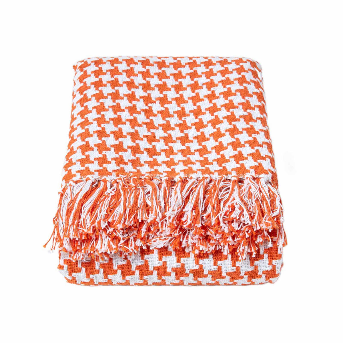 TAGESDECKE 255/360 cm, Hahnentritt-Muster - Orange, Textil (255/360cm) - Homescapes