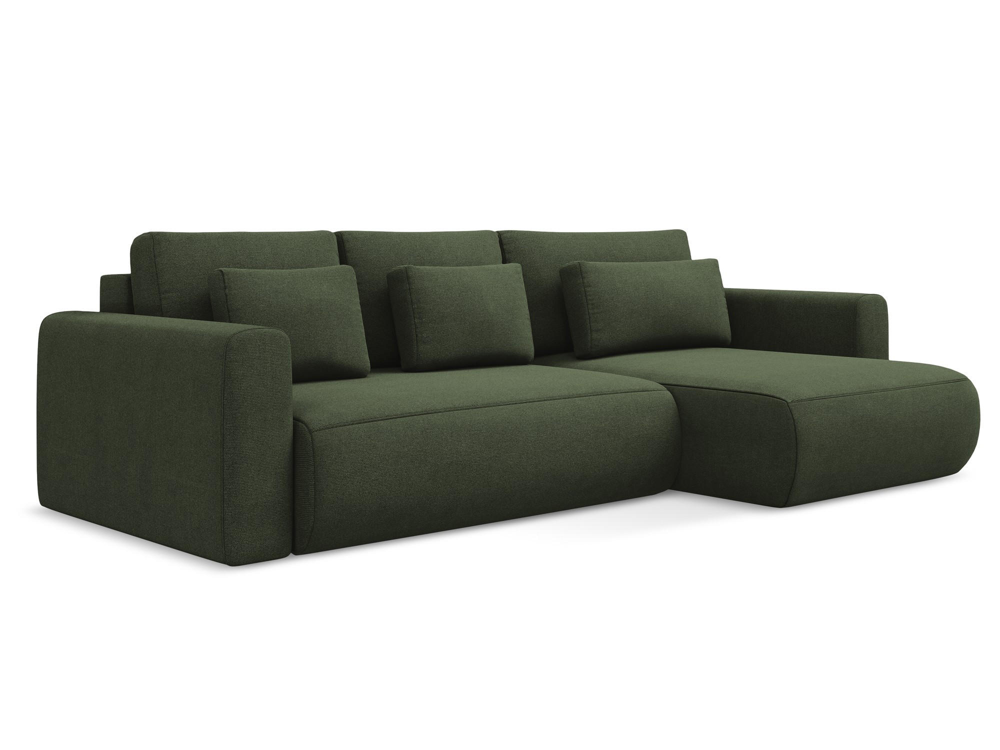 ECKSOFA mit Schlaffunktion Strukturstoff Stoff Grün - Schwarz/Olivgrün, Kunststoff/Textil (278/149cm) - Makamii
