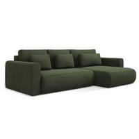 ECKSOFA mit Schlaffunktion Strukturstoff Stoff Grün - Schwarz/Olivgrün, Kunststoff/Textil (278/149cm) - Makamii