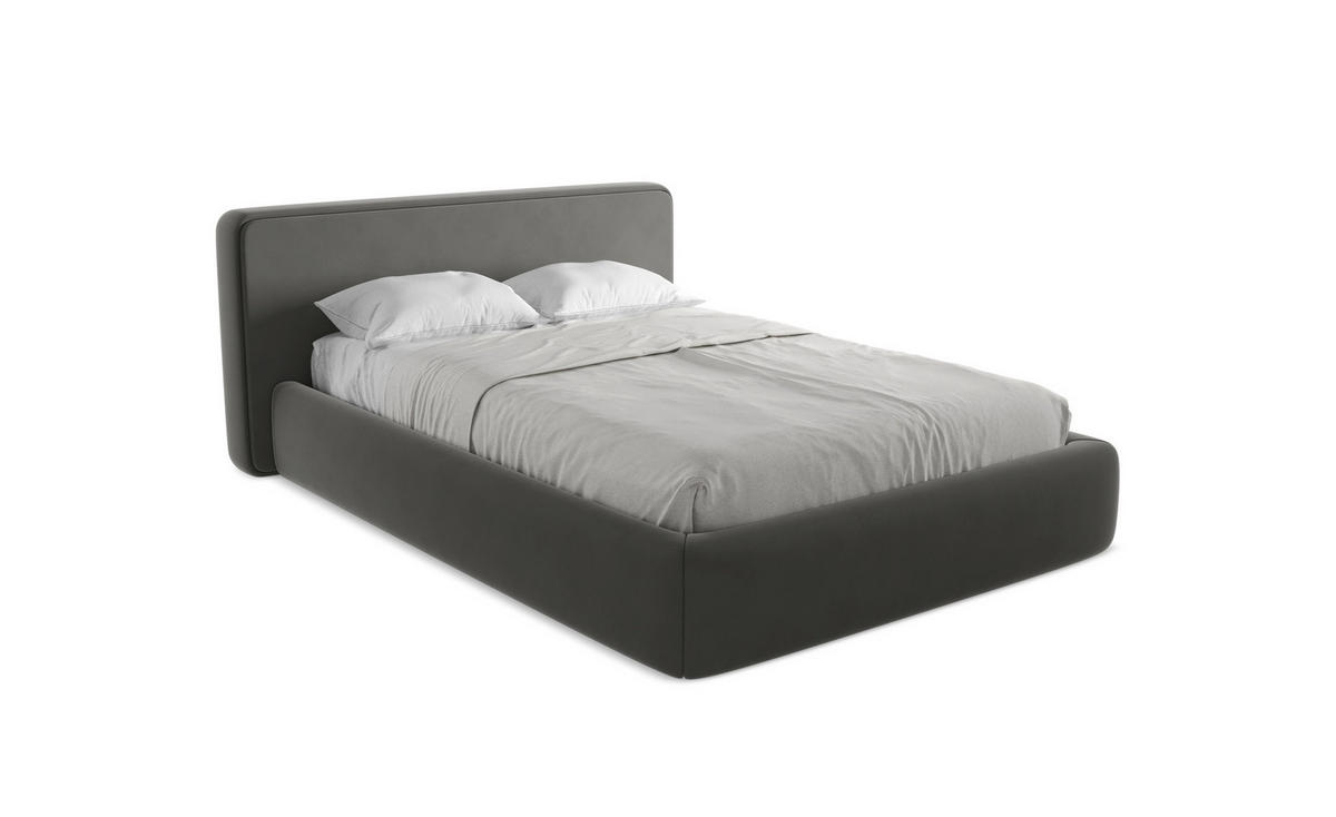 POLSTERBETT mit Bettkasten und Lattenrost 180x225 Grau - Dunkelgrau/Schwarz, Kunststoff/Textil (140/200cm) - Makamii