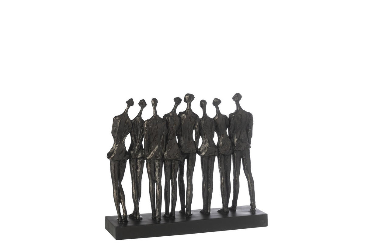 FIGUR AUF FUß 8 MENSCHEN Schwarz - Schwarz, Glas/Naturmaterialien (12/38/44.5cm) - J-Line