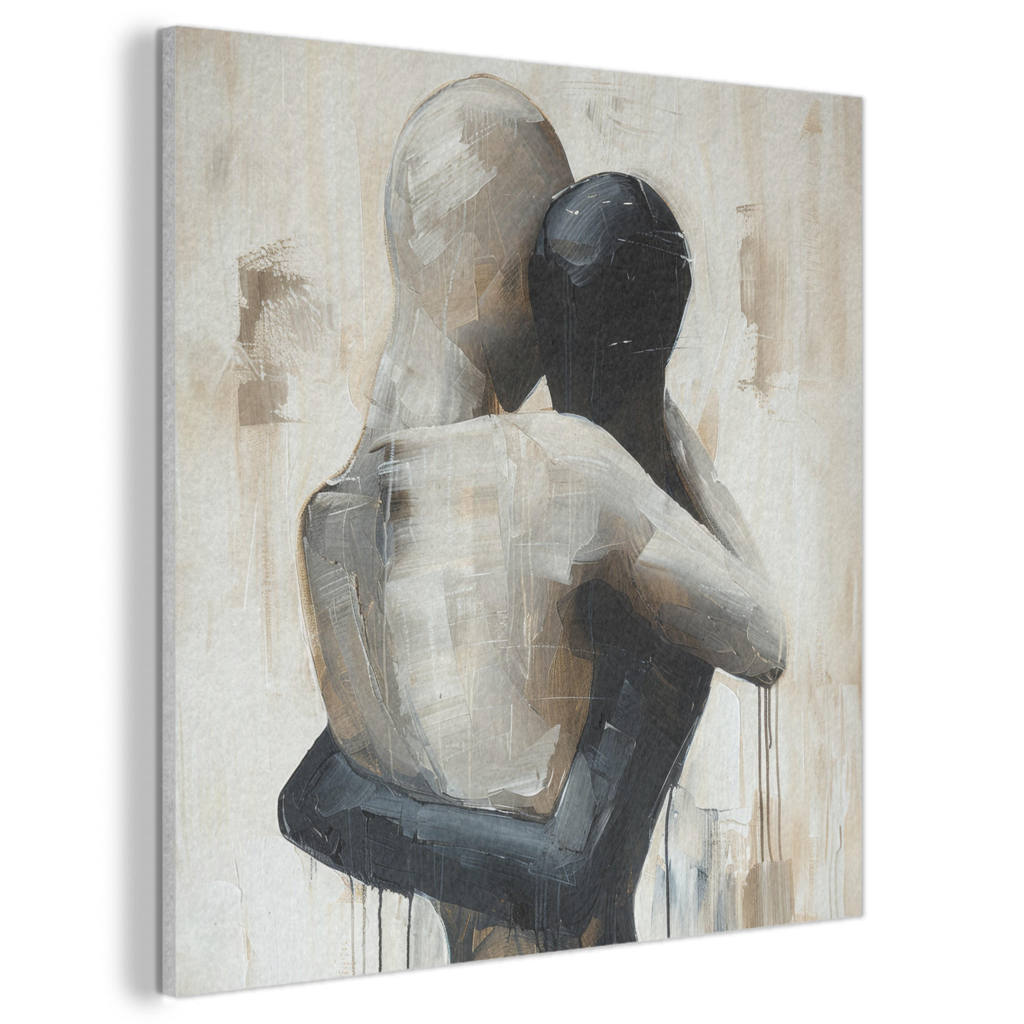 AKUSTIKBILD Abstrakt - Liebe - Schwarz und weiß - Modern Akustikpaneele 90x90 cm - Schwarz, Kunststoff (90/90/0.9cm) - MuchoWow