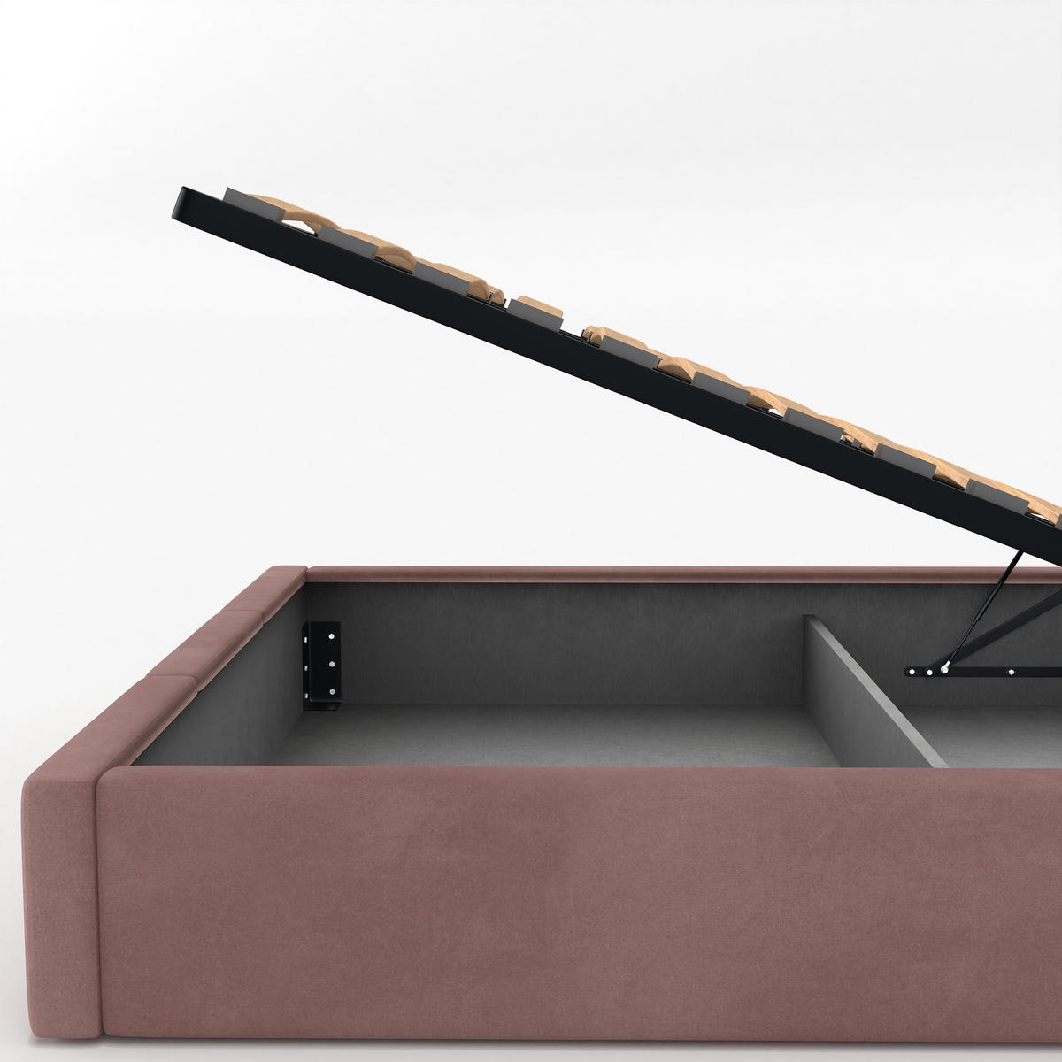 POLSTERBETT für Schlafzimmer Bett mit Stauraum Rosa 90x200cm Kopfteil 120cm - Rosa, Holzwerkstoff/Metall (90/200cm) - Muralo