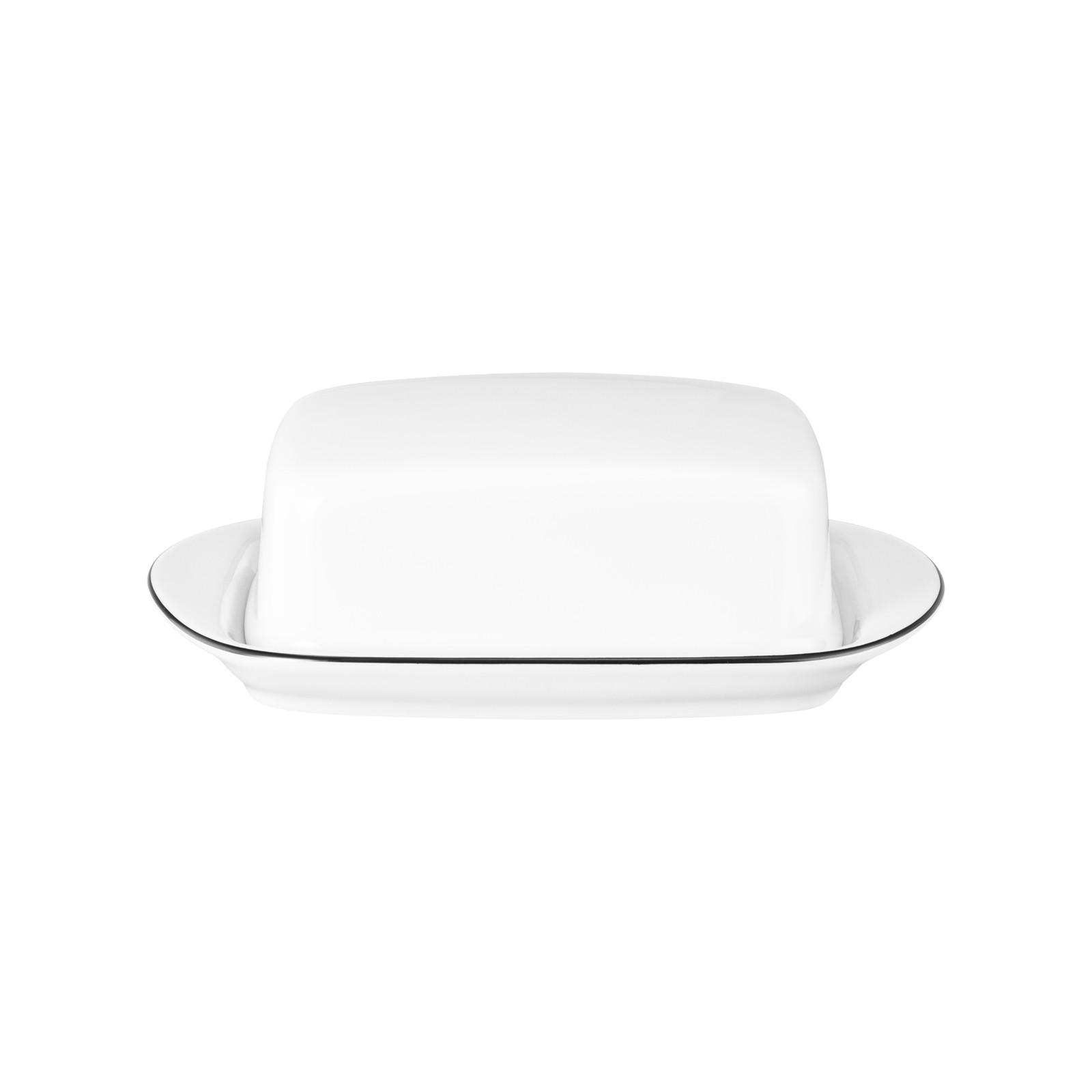 BUTTERDOSE Lido Black Line weiß 18,5 x 13,5 cm - Weiß, Keramik (13.5/6.1/18.5cm) - Seltmann Weiden
