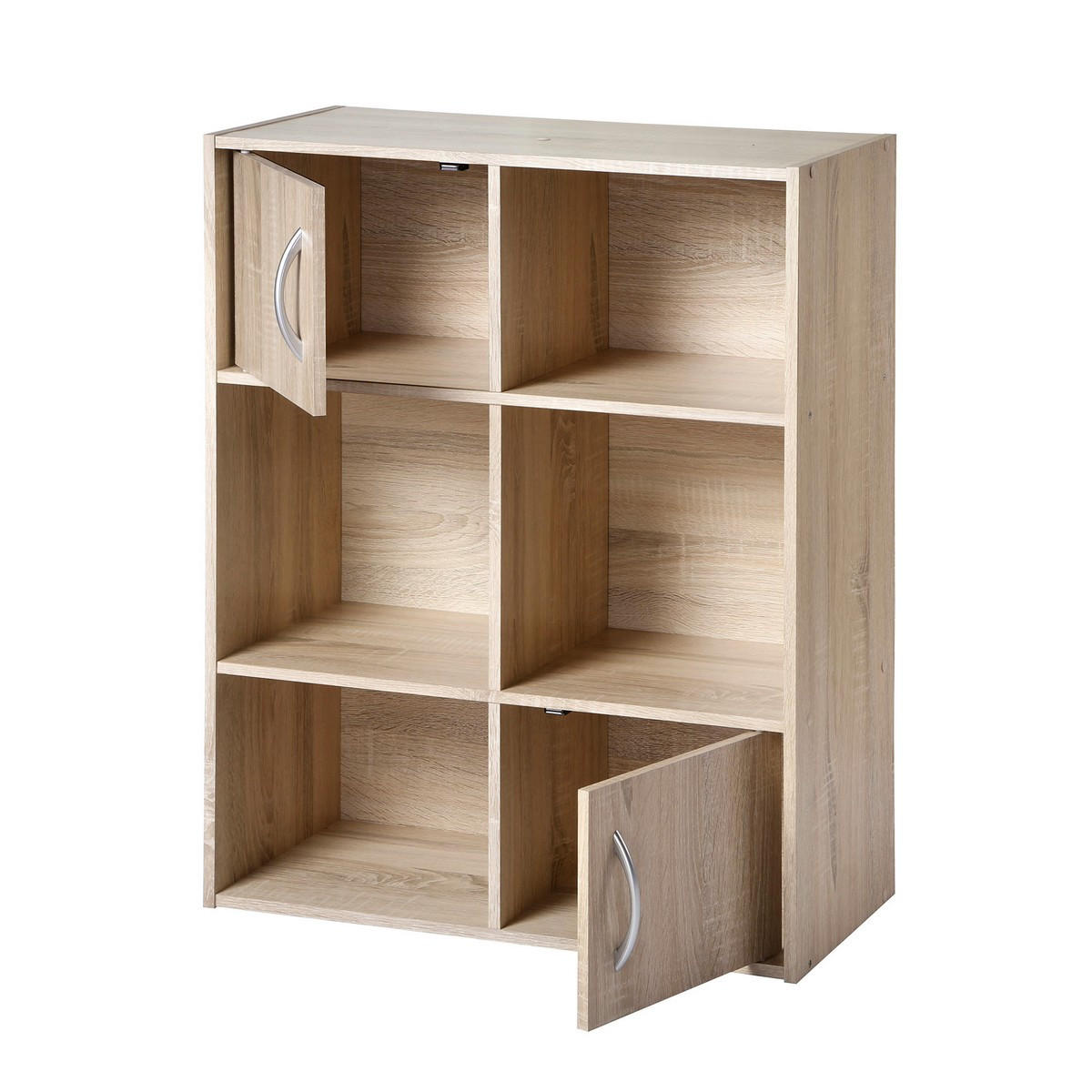 AUFBEWAHRUNGSREGAL 6 Fächer mit 2 Türen - L61,5 cm - Eschefarben, Holzwerkstoff (29.5/80/32.6cm) - Calicosy