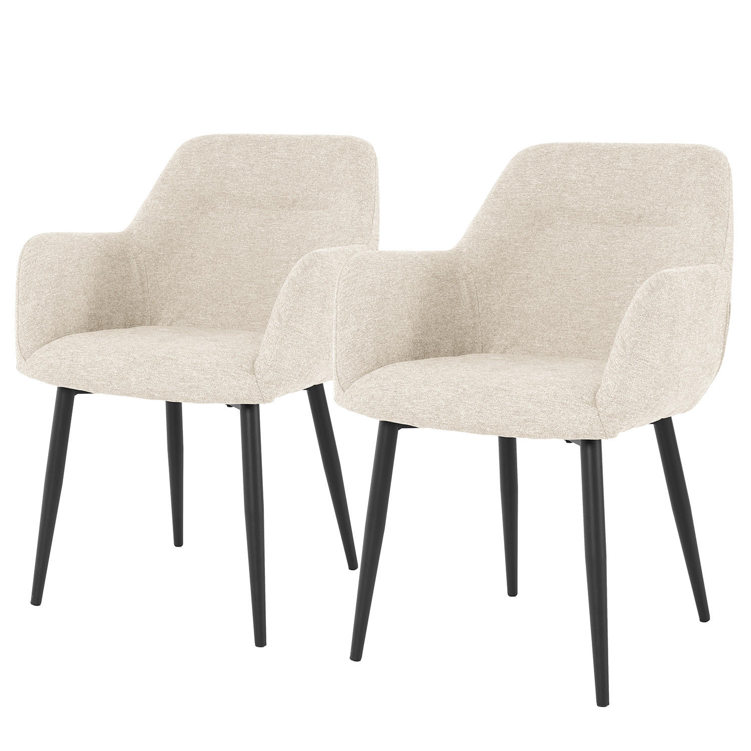 ARMLEHNENSTUHL - Webstoff / Eisen, 2er-Set - Beige, Textil (57/86/62cm) - home24