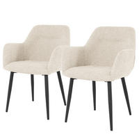ARMLEHNENSTUHL - Webstoff / Eisen, 2er-Set - Beige, Textil (57/86/62cm) - home24