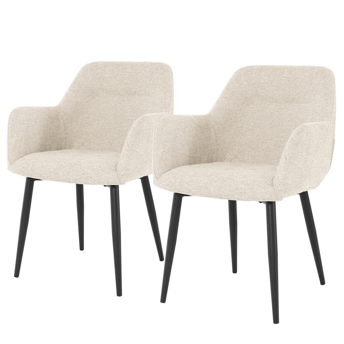 ARMLEHNENSTUHL - Webstoff / Eisen, 2er-Set - Beige, Textil (57/86/62cm) - home24