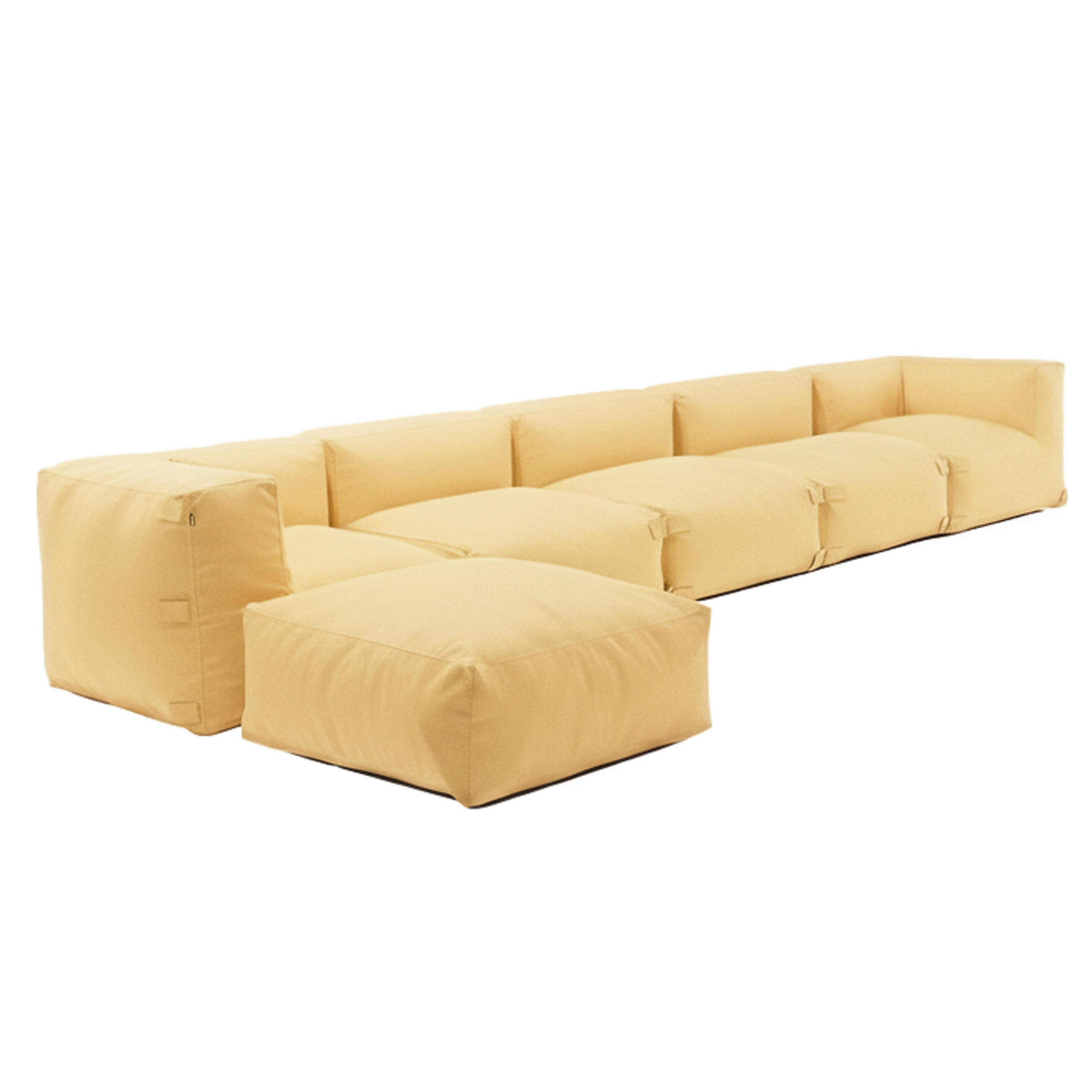 GARTENSOFA mit 6 Sitzplätzen, Hellgelb - Gelb, Textil - Oviala