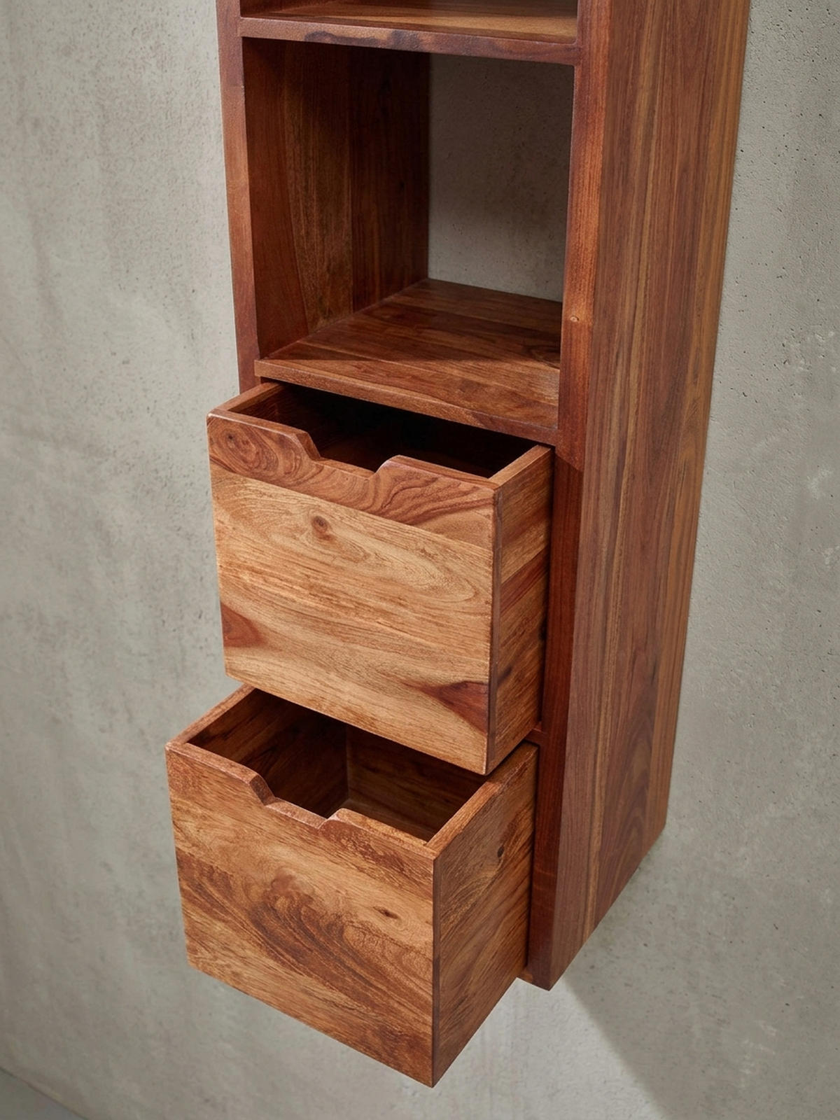 WANDREGAL Massivholz Modern Stil Flexibel mit 5 Ablagen und 2 Schubladen - Braun, Holz (35/150/30cm) - KADIMA DESIGN