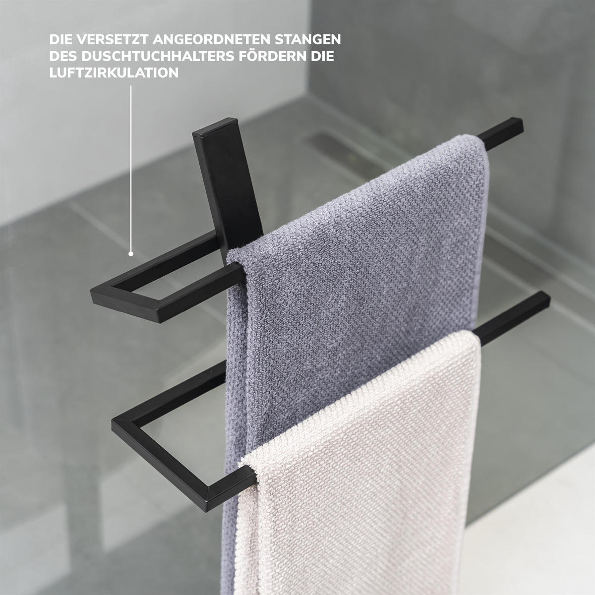 HANDTUCHHALTER, schwarz - Schwarz, Metall (42/80.5/19cm) - eluno
