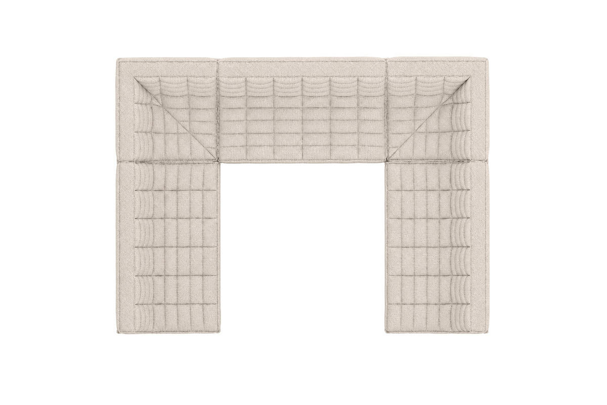 ROHOVÁ SEDAČKA U XL modulární ve tvaru U, plyšová tkanina Pop, Béžová, LAZY U XL - béžová, dřevo (346/76/253cm) - Kaiser Möbel