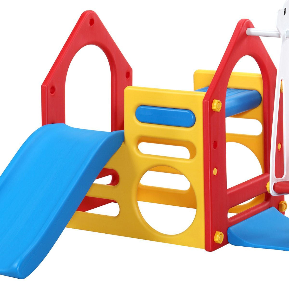 SPIELHAUS mit Baby-Rutsche und Schaukel 155/135 cm Bunt - Multicolor, Kunststoff (155/102/135cm) - Littletom