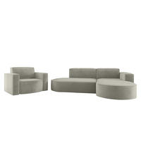 SOFASET Palma In Noel - Hellgrau, Holzwerkstoff/Textil (236/78/165cm) - Fun Möbel