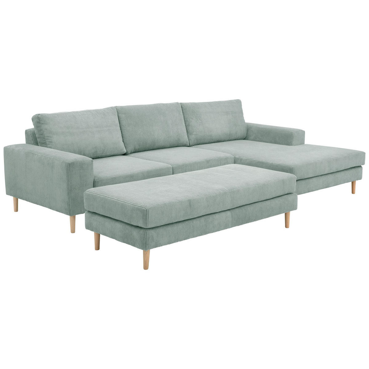 SOFA mit Longchair rechts Kaylynn Cordstoff silber - Silberfarben, Kunststoff (175/294cm) - 58aufmkessel