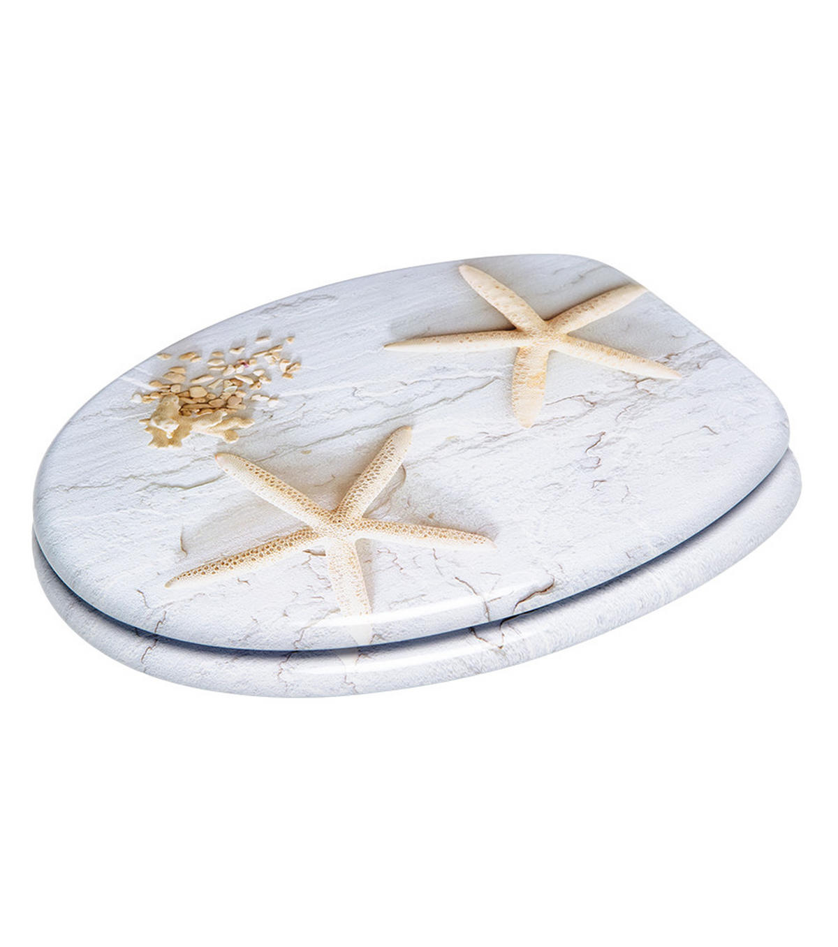 WC-SITZ Seesterne - Grau, Holzwerkstoff (38/6/47cm) - Sanilo