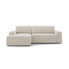 ECKSOFA ausklappbar links mit Container Jodie aus Samt dunkelbeige 3 Sitzplätze - Mokka, Textil (246/151cm) - Micadoni