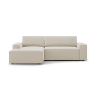 ECKSOFA ausklappbar links mit Container Jodie aus Samt dunkelbeige 3 Sitzplätze - Mokka, Textil (246/151cm) - Micadoni