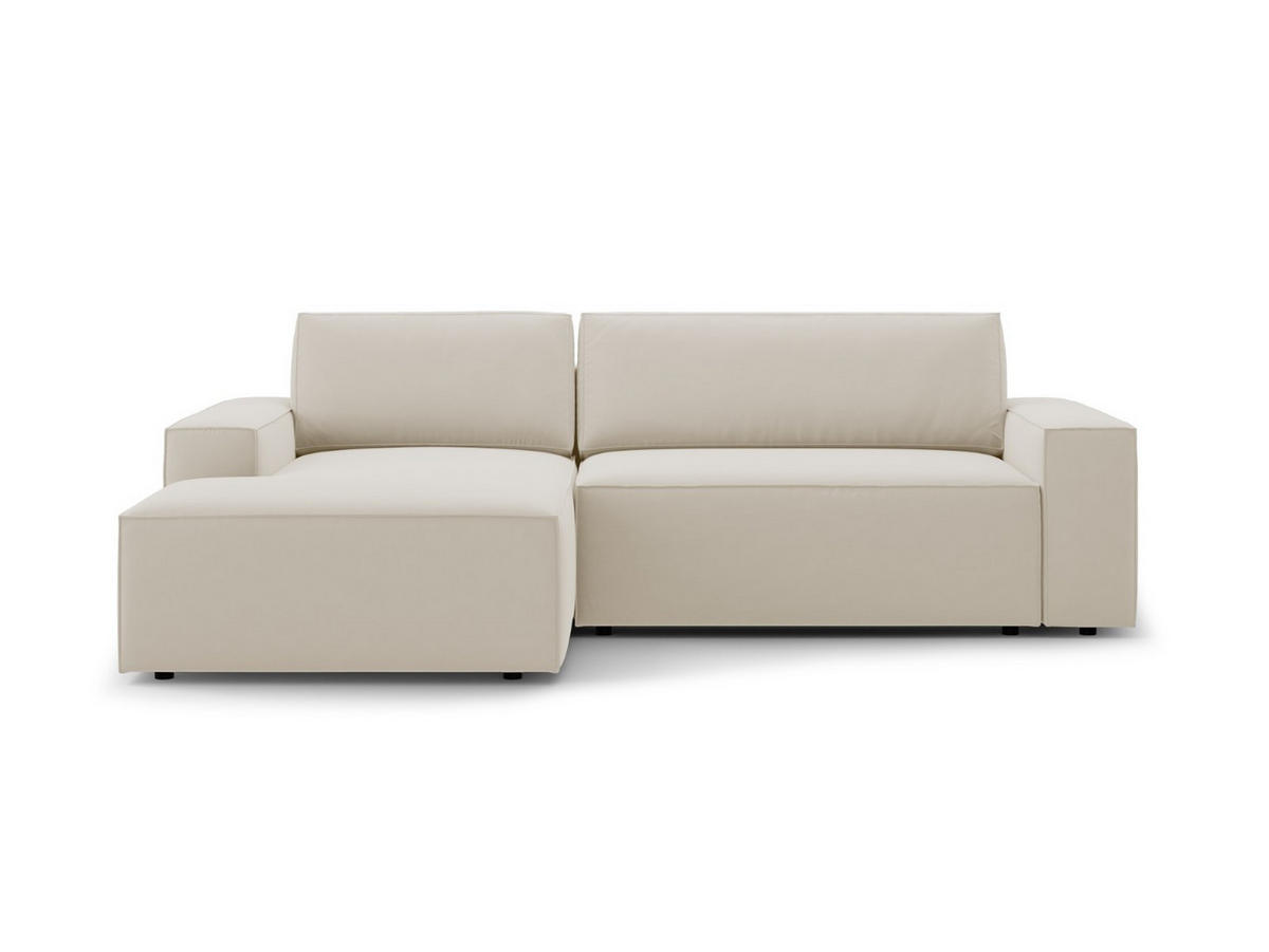 ECKSOFA ausklappbar links mit Container Jodie aus Samt dunkelbeige 3 Sitzplätze - Mokka, Textil (246/151cm) - Micadoni