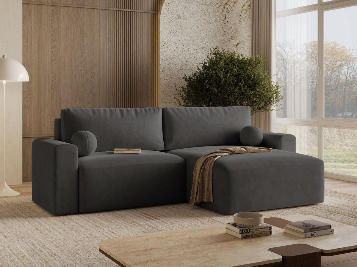 ECKSOFA Aurora Dunkelgrau - Dunkelgrau, Holz/Textil (259/145cm) - Graingold