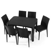 GARTENMÖBEL-SET LEOPSI, ETULI 7-tlg, Anthrazit - Anthrazit, Kunststoff - KONSIMO®