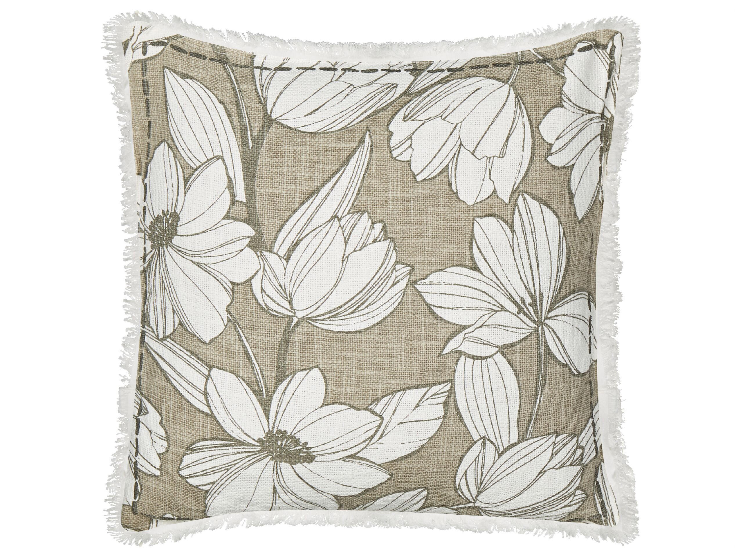 DEKOKISSEN 2er-Set Weiß 45/45 cm Cyanotis - Weiß/Grün, Textil (45/45cm) - Beliani