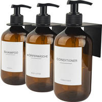 SEIFENSPENDER 3er-Set 500ml PET mit Wandhalterung - Braun, Kunststoff (7.4/16.7/7.4cm)