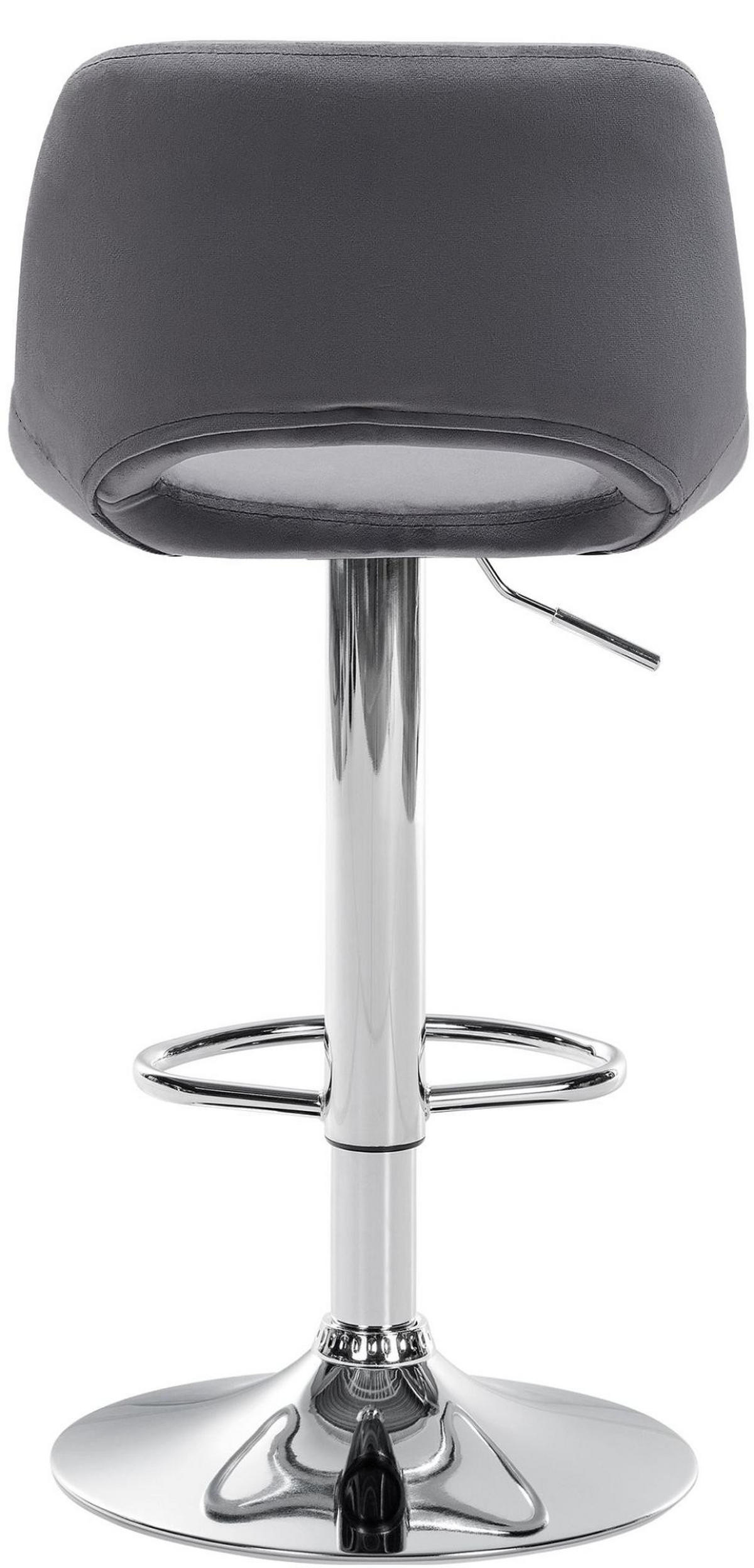 BARHOCKER 2er Set Samt dunkelgrau - Chromfarben/Dunkelgrau, Textil/Metall (42/86/46cm) - CLP