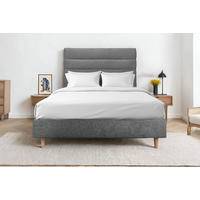 KOPFTEIL Modell Linien – Anthrazitgrauer Stoff 160 cm - Beige/Anthrazit, Karton/Holz (160/120/10cm) - Sommeil de Plomb